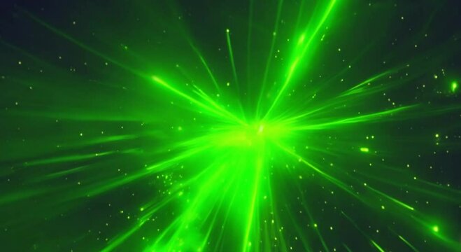 Electric sparks of green color are scattered on a dark background