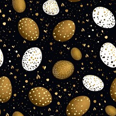 Black Background With Gold and White Eggs