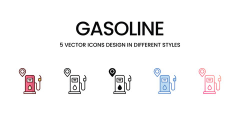 Gasoline icons set isolated white background vector stock illustration.