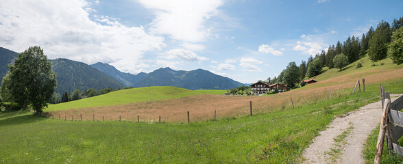 walkway to managed alpine hut at Hochkreuth mountain, Bayrischzell