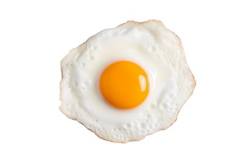 Isolated directly above fright egg, egg white and yolk.