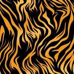 Seamless Black and Yellow Tiger Print Pattern for Textiles and Design Projects