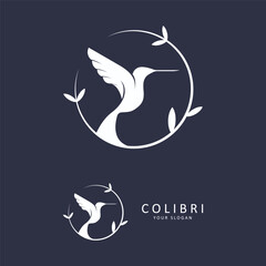 Obraz premium Beautiful Simple Bird Colibri Logo Design Vector. This logo is great for companies or businesses related to animals, and nature photographer
