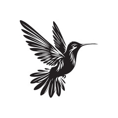 Resplendent Plumage: Humming Bird Silhouettes Showcasing the Mesmerizing Beauty of Jewel-Toned Aerial Plumage - Humming Bird Silhouette - Humming Bird Illustration - Humming Bird Vector
