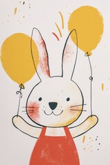 Bunny joyfully celebrates its birthday with friends. - 718736449
