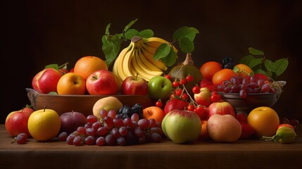 Naklejka na ściany i meble Variety of fresh fruits. Generative AI