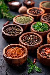 Various Indian spices on the table. Selective focus. - obrazy, fototapety, plakaty