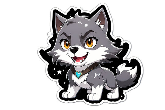 cute cartoon wolf sticker 