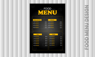 Unique and attractive food menu design template