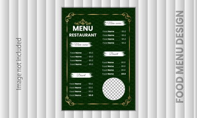 Attractive food menu design for restaurant
