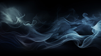 .Ethereal blue smoke swirling gracefully on a pitch-black background, creating a tranquil and mysterious atmosphere.

 - obrazy, fototapety, plakaty