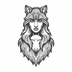 Wolf woman vector