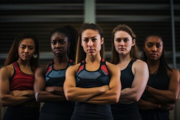 Confident Women Athletes Standing United in Strength
