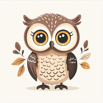 decorative portraits for kids or baby nursery room, creative cute pastel color illustration of baby owl, can be used for greeting cards