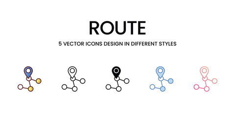Route icons set isolated white background vector stock illustration.