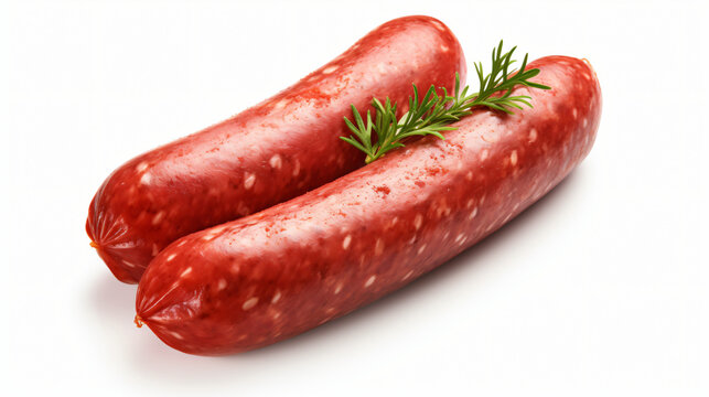 Raw smoked salami sausage on a transparent background