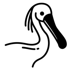 Obraz premium Spoonbill bird glyph and line vector illustration