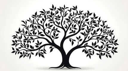 Black tree silhouette isolated, background, black tree clip art