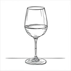 sketch of a wine glass, black and white