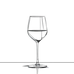 sketch of a wine glass, black and white