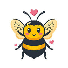 cute honey bee cartoon illustration for valentine greeting card 