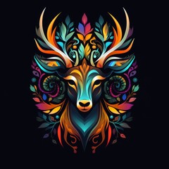 deer head symbol with colorful