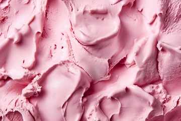 Close-up of textured pink strawberry flavored ice cream. The perfect refreshing summer treat