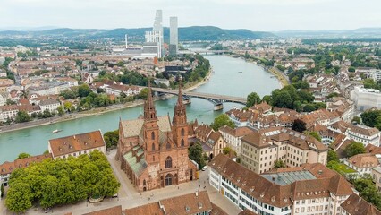 Basel, Switzerland. Basel Cathedral. Basel is a city on the Rhine River in northwestern...