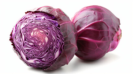Red cabbages isolated on alpha layer isolated white background