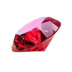 Red gem isolated on white or transparent background.