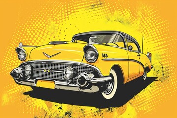 Vintage pop art yellow background. Banner vector illustration