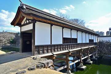 Obraz premium 復元された大分府内城廊下橋 大分県大分市