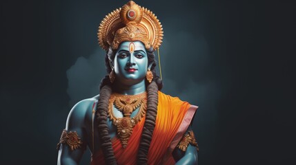 Obraz premium Ram Navami: celebrating the divine birth of lord rama, a joyous occasion of spiritual reverence, cultural traditions, and communal festivities, honoring the auspicious ninth day in the hindu calendar.
