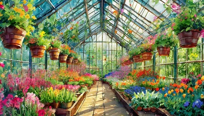 Foto op Canvas flower bed in the greenhouse in the spring, art design © Animaflora PicsStock