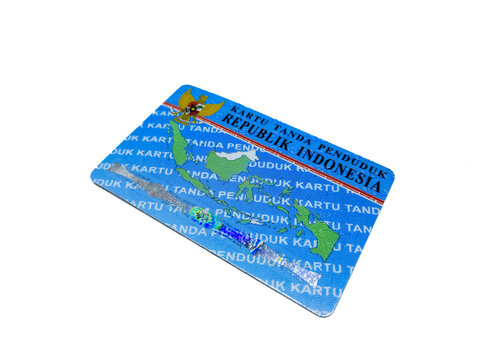Indonesian identity card or KTP on isolated background