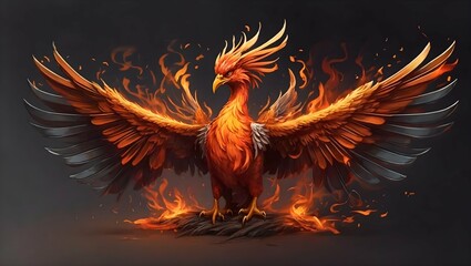 an phoenix bird with flaming wings