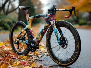 The Triathlon Canyon Bicycle, A Colorful Bicycle Parked On A Road