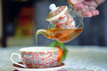 tea pot and cup of tea 
