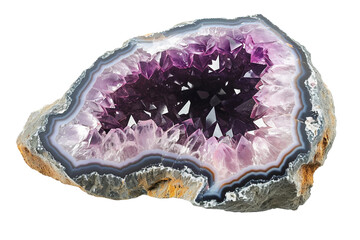 Crystal Geode Cross section Isolated on Transparent Background