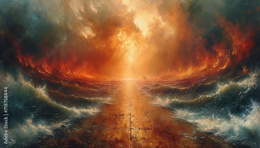 Poster sunset on the ocean: a glimpse of the golden hour generative ai