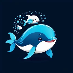 Photo sur Plexiglas Baleine cute whale cartoon vector illustration. Generated AI 