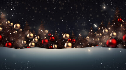 Fototapeta premium Luxurious Christmas balls on glowing bokeh background, Christmas and New Year minimalistic background