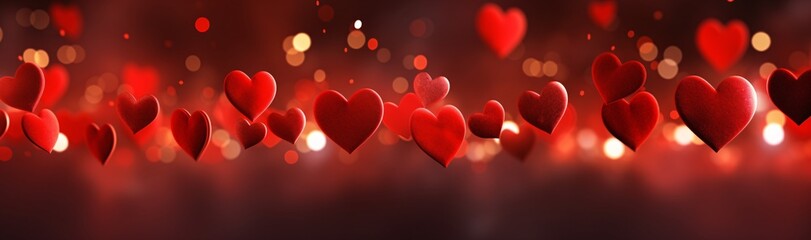 a red background with a lot of shiny hearts