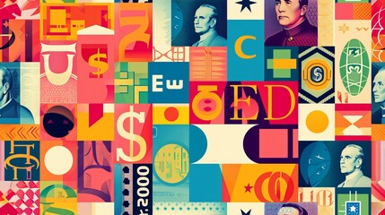 Naklejka premium colorful seamless pattern with currencies