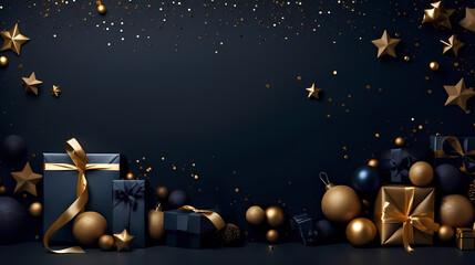 Naklejka premium Christmas ball background, Christmas and New Year holidays concept with copy space for text