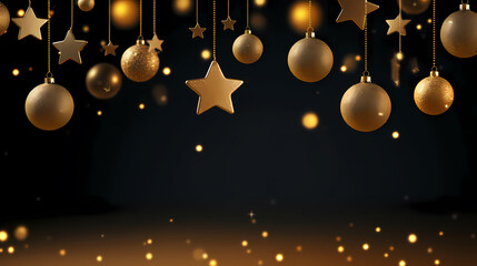 Fototapeta na wymiar Luxurious Christmas balls on glowing bokeh background, Christmas and New Year minimalistic background