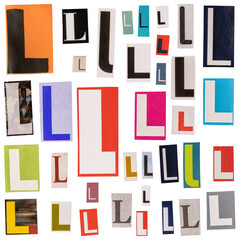 Letter L cut out from newspapers