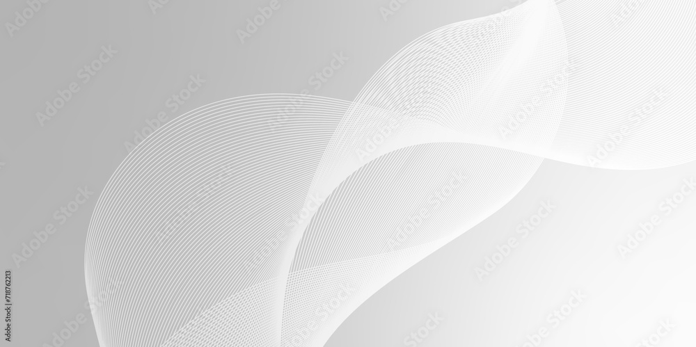 Fototapete gray and white abstract background with flowing particles. digital future technology concept. busine