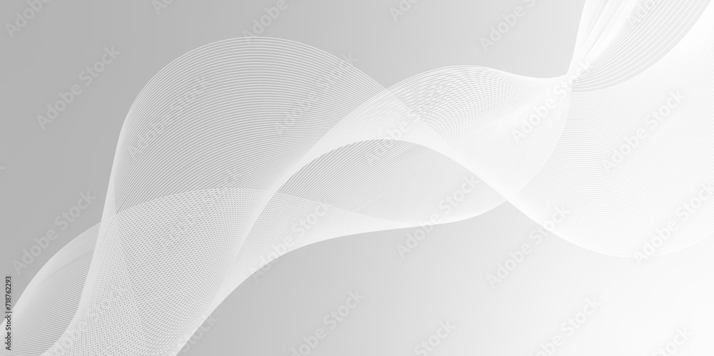 Fototapete gray and white abstract background with flowing particles. digital future technology concept. busine