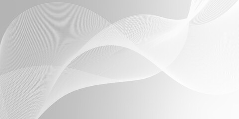 Gray and white abstract background with flowing particles. Digital future technology concept. business background lines wave abstract flowing stripe and curve.